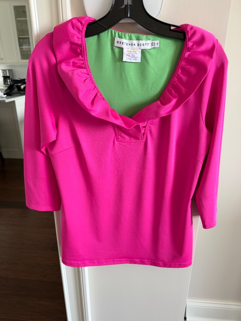 Gretchen Scott top, gorgeous color and collar, XS